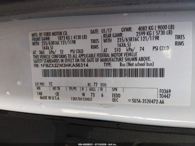 2017 FORD TRANSIT-350 XL/XLT 9