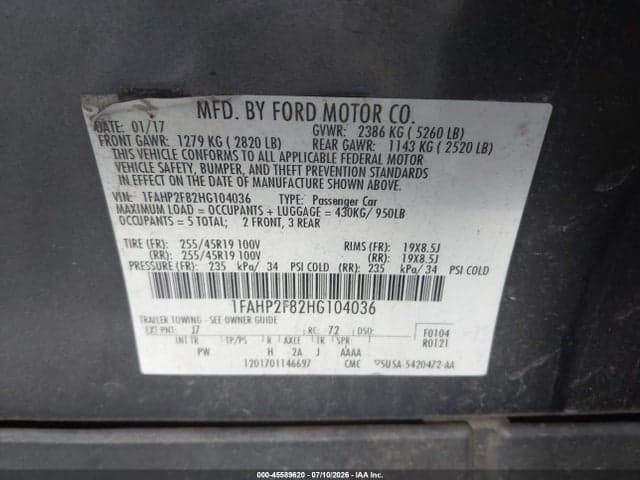 2017 FORD TAURUS LIMITED 9