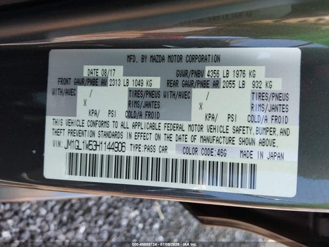 2017 MAZDA MAZDA6 GRAND TOURING 9
