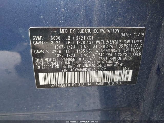 2019 SUBARU ASCENT PREMIUM 9