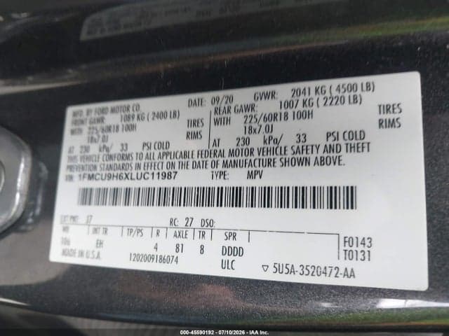 2020 FORD ESCAPE SEL 9