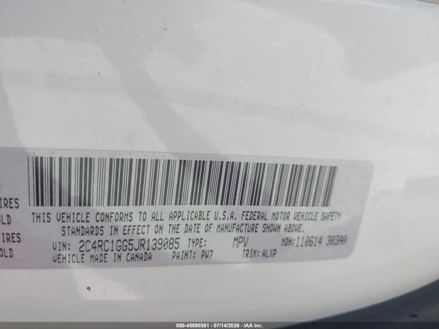 2018 CHRYSLER PACIFICA LIMITED 9