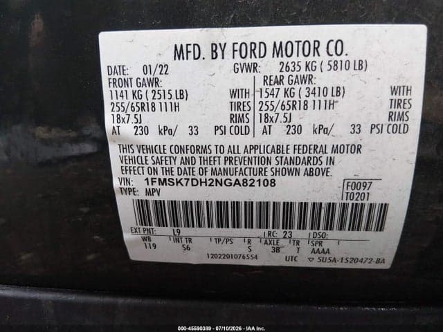 2022 FORD EXPLORER XLT 9