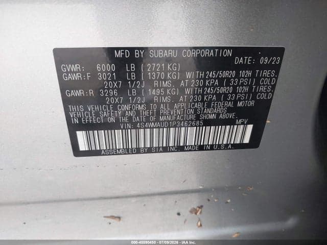 2023 SUBARU ASCENT LIMITED 7-PASSENGER 9