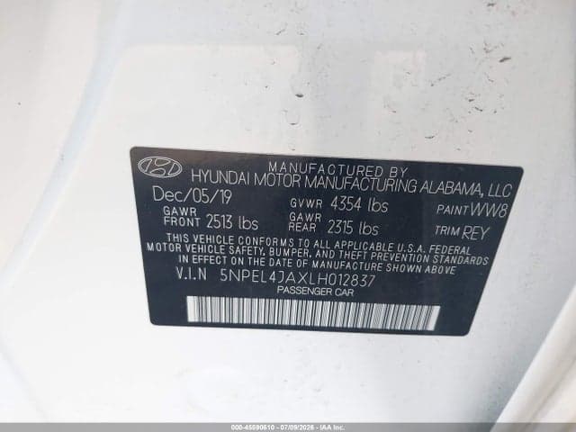 2020 HYUNDAI SONATA SEL 9