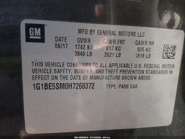 2017 CHEVROLET CRUZE LT AUTO 9