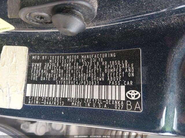 2018 TOYOTA COROLLA LE 9