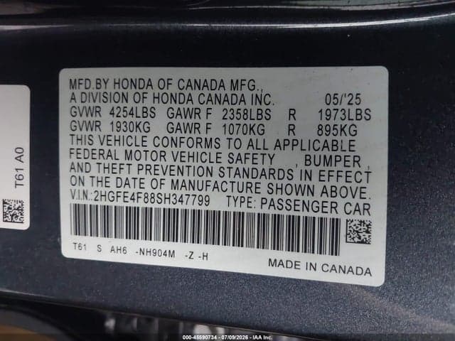 2025 HONDA CIVIC HYBRID SPORT/SPORT TOURING 9