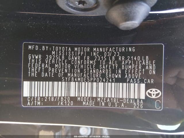 2023 TOYOTA COROLLA LE 9