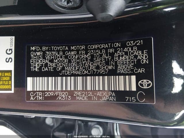 2021 TOYOTA COROLLA LE 9