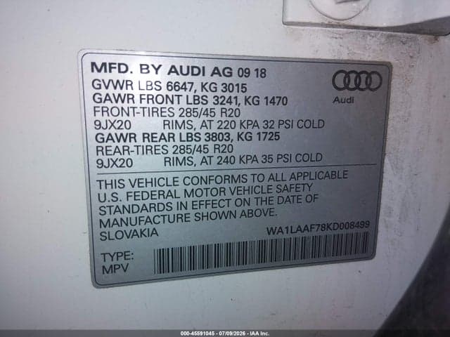 2019 AUDI Q7 55 PREMIUM/55 SE PREMIUM 9