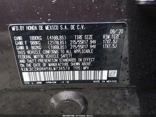 2020 HONDA HR-V AWD EX 9