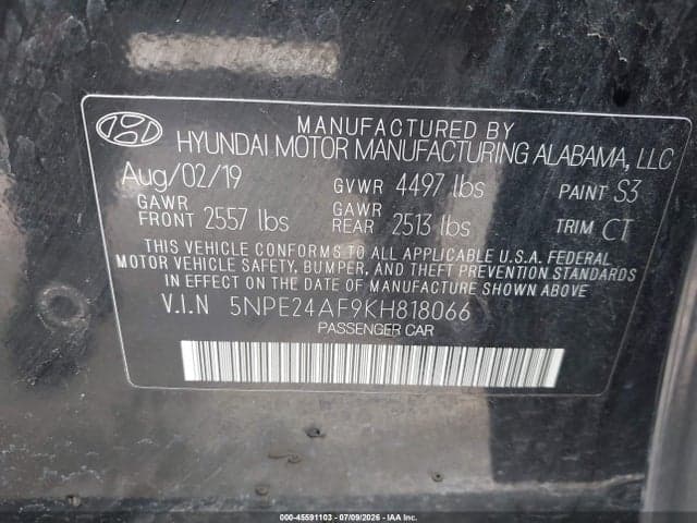 2019 HYUNDAI SONATA SE 9