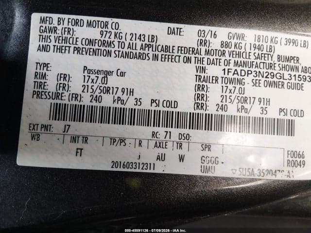 2016 FORD FOCUS TITANIUM 9