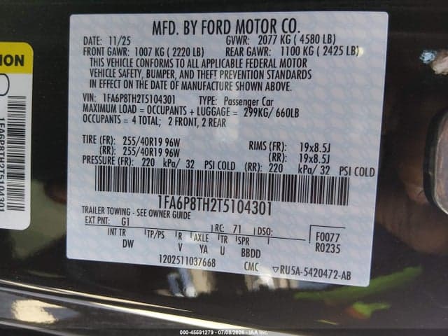2026 FORD MUSTANG ECOBOOST FASTBACK 9