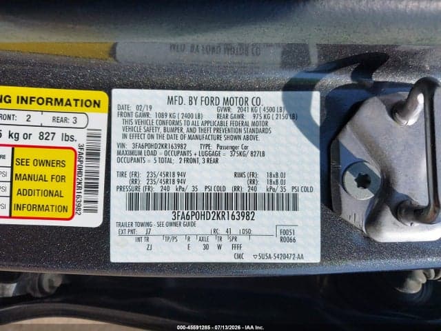 2019 FORD FUSION SE 9