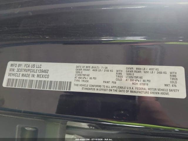 2020 RAM PROMASTER 2500 WINDOW VAN HIGH ROOF 159 WB 9