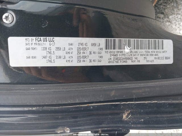 2017 DODGE GRAND CARAVAN GT 9