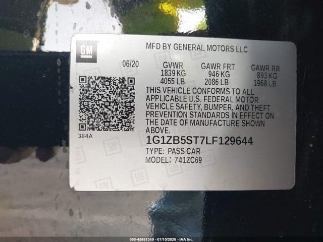 2020 CHEVROLET MALIBU FWD LS 9