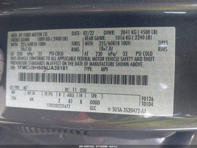 2022 FORD ESCAPE SEL 9