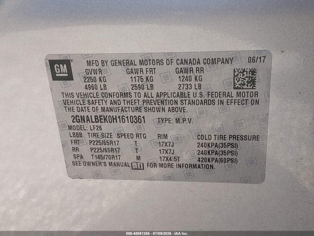 2017 CHEVROLET EQUINOX LS 9