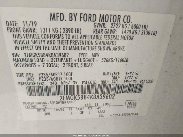 2019 FORD FLEX SE 9