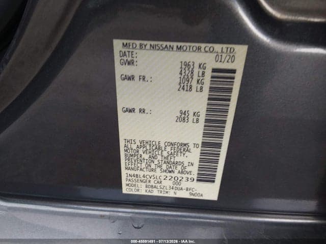 2020 NISSAN ALTIMA SR FWD 9