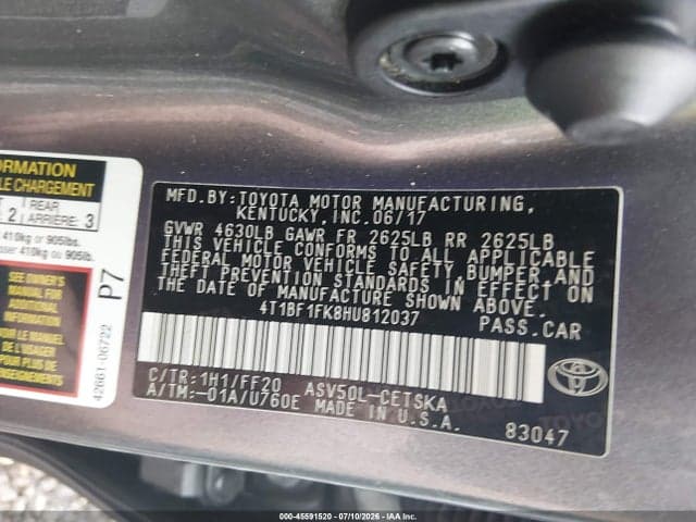 2017 TOYOTA CAMRY SE 9