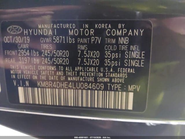 2020 HYUNDAI PALISADE SEL 9