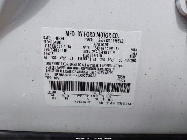 2020 FORD EXPLORER XLT 9