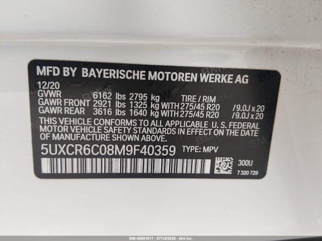2021 BMW X5 XDRIVE40I 9
