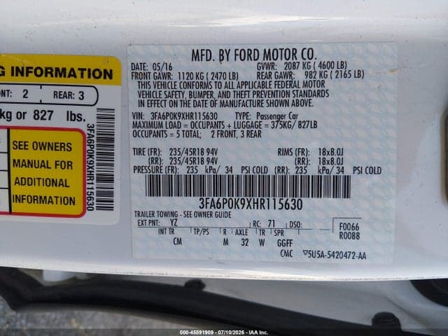 2017 FORD FUSION PLATINUM/TITANIUM 9