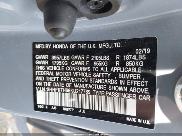 2019 HONDA CIVIC EX 9