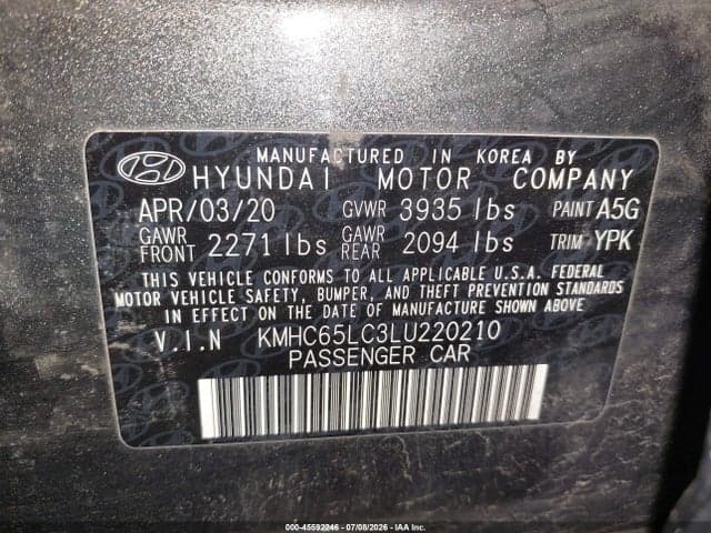 2020 HYUNDAI IONIQ HYBRID BLUE 9