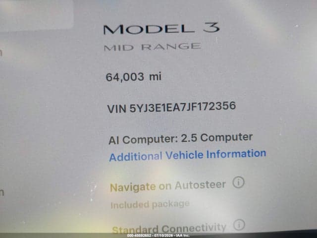 2018 TESLA MODEL 3 LONG RANGE/MID RANGE 15