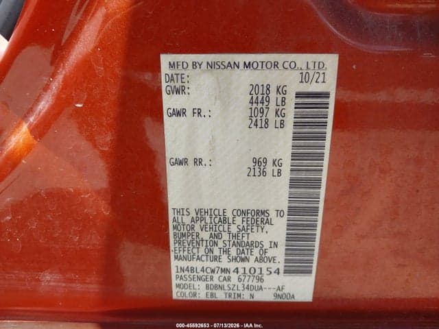 2021 NISSAN ALTIMA SR INTELLIGENT AWD 9