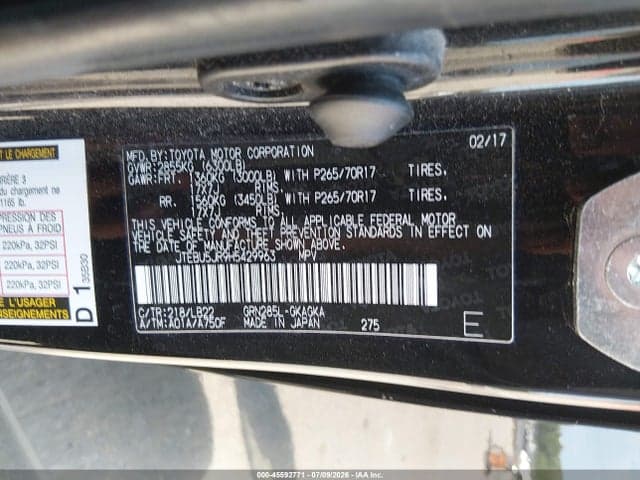 2017 TOYOTA 4RUNNER SR5 PREMIUM 9