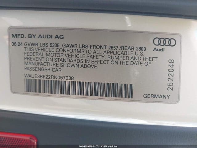 2024 AUDI A6 PREMIUM PLUS 45 TFSI QUATTRO S TRONIC 9