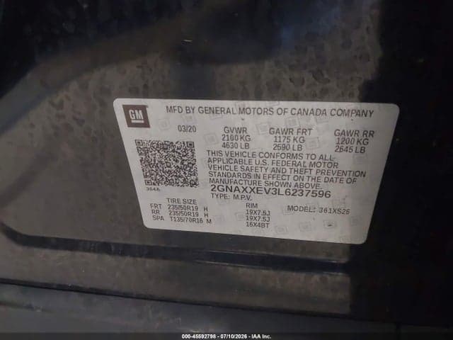2020 CHEVROLET EQUINOX AWD PREMIER 1.5L TURBO 9