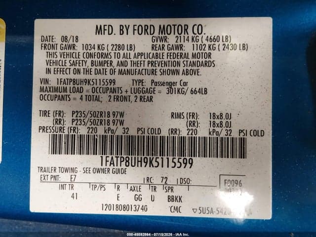 2019 FORD MUSTANG ECOBOOST PREMIUM 8