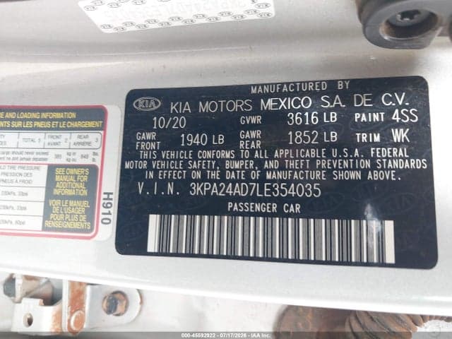 2020 KIA RIO LX 9