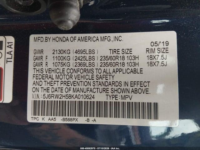 2019 HONDA CR-V EX 9