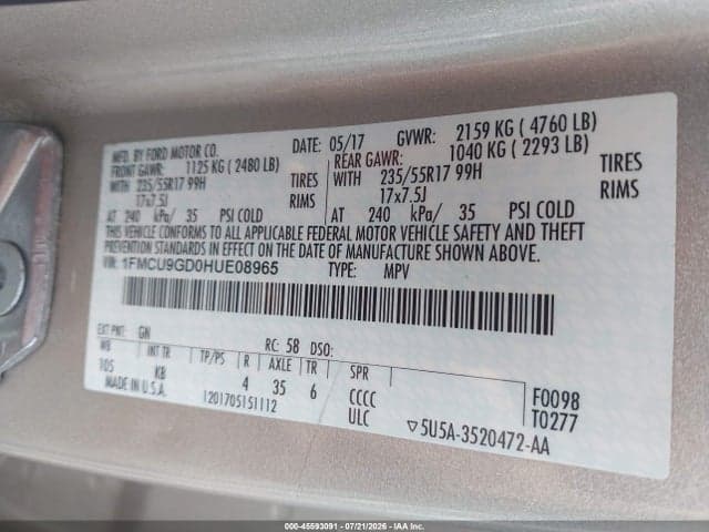 2017 FORD ESCAPE SE 9