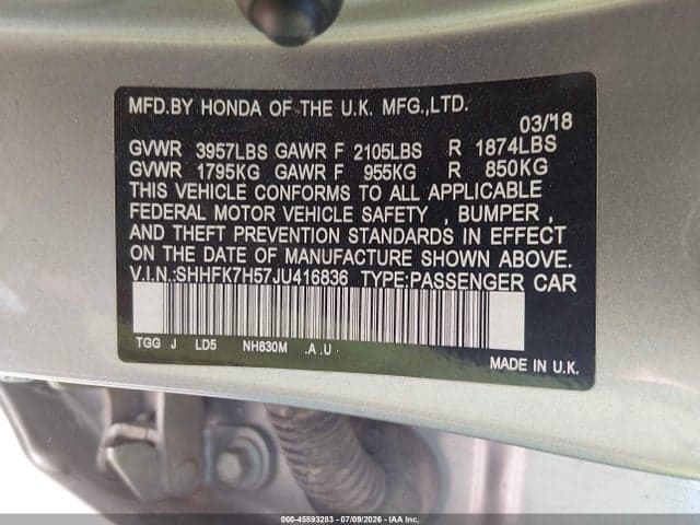 2018 HONDA CIVIC EX 9
