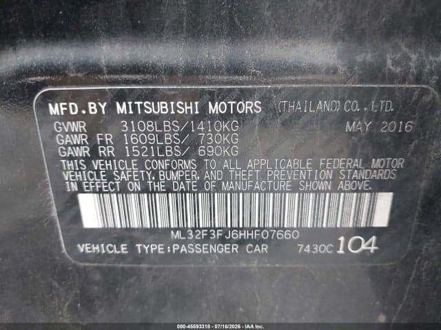 2017 MITSUBISHI MIRAGE G4 ES 9
