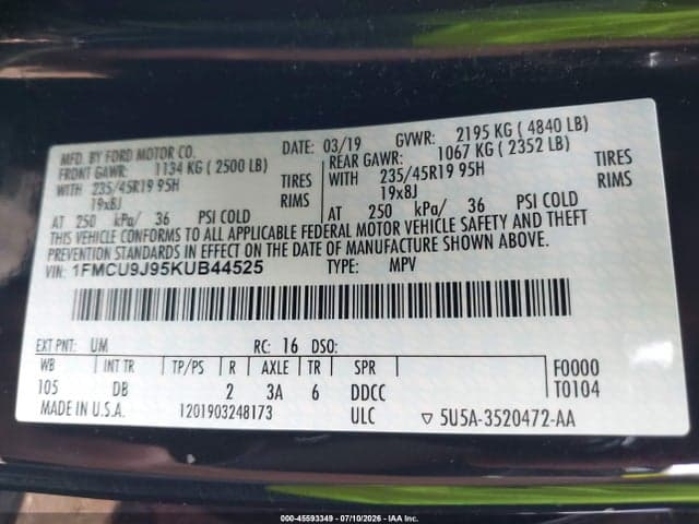2019 FORD ESCAPE TITANIUM 9