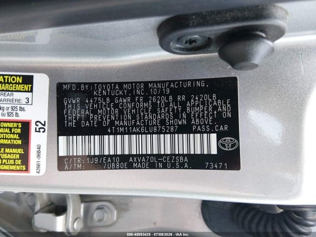 2020 TOYOTA CAMRY SE 9