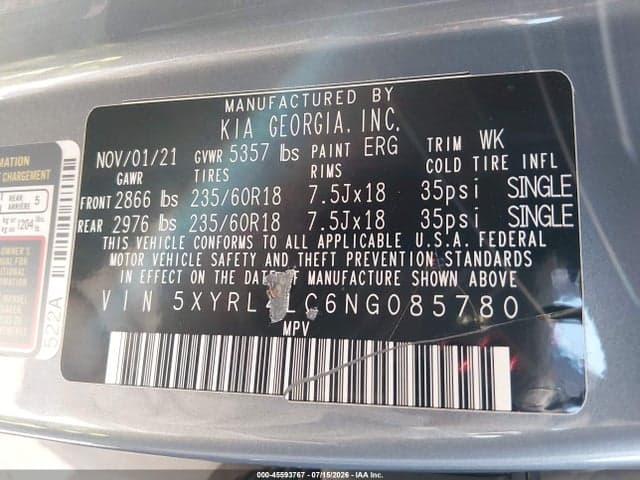 2022 KIA SORENTO S 9