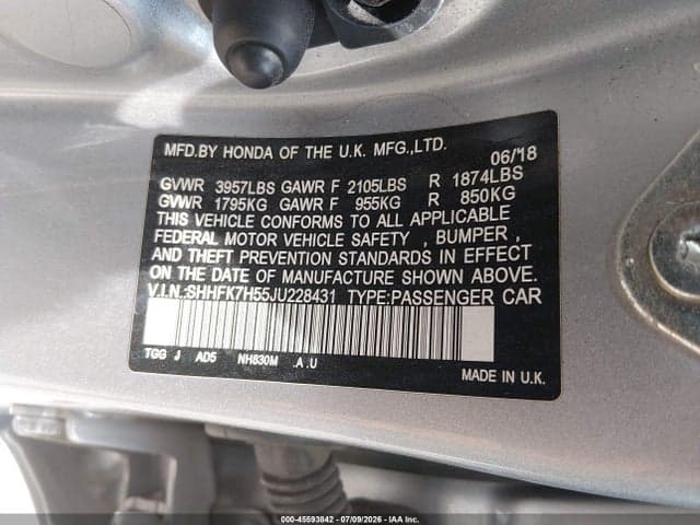 2018 HONDA CIVIC EX 9
