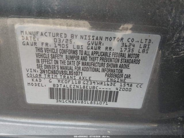 2025 NISSAN VERSA 1.6 S 9